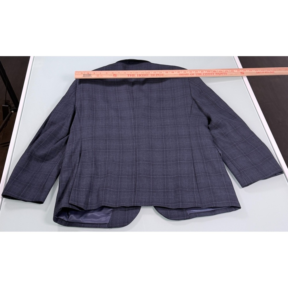 PRONTO UOMO Solid Blue 100% Wool Mens Windowpane Pattern Blazer - 44 Short - Picture 8 of 15